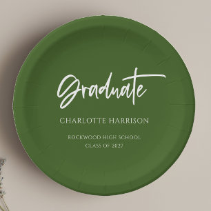 Groene en Witte Moderne Partij van de Graduatie va Papieren Bordje