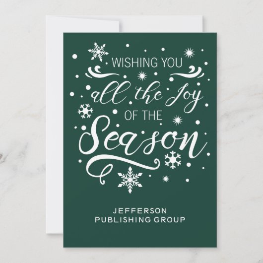 Groene en Witte Moderne zakelijke feestdag Feestdagenkaart (Voorkant)