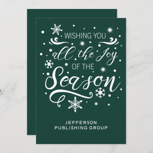 Groene en Witte Moderne zakelijke feestdag Feestdagenkaart (Voorkant / Achterkant)