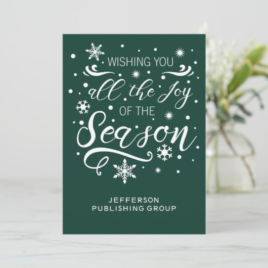 Groene en Witte Moderne zakelijke feestdag Feestdagenkaart (Staand voorkant)