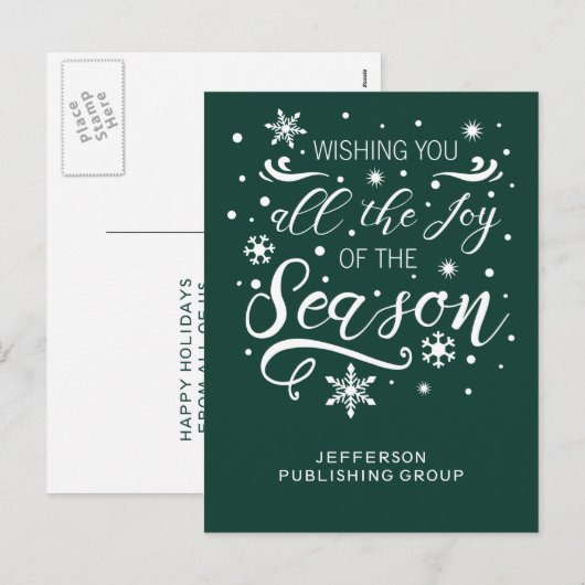 Groene en Witte Moderne zakelijke feestdag Feestdagenkaart (Voorkant / Achterkant)