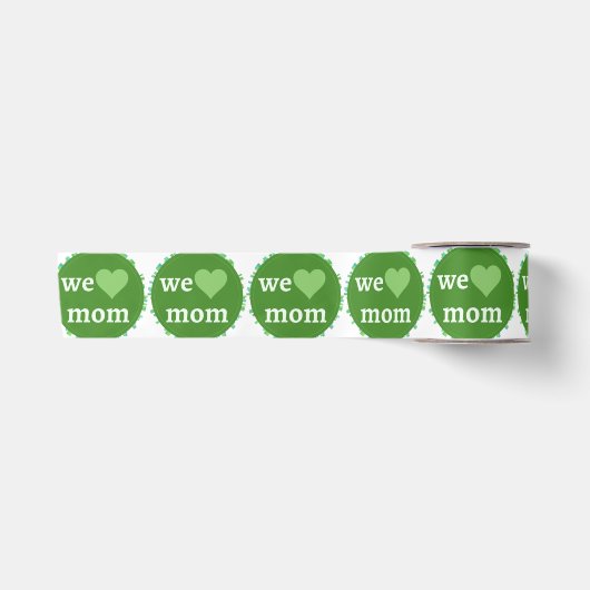 Groene en witte Moederdag Satijnen Lint (Voorkant)