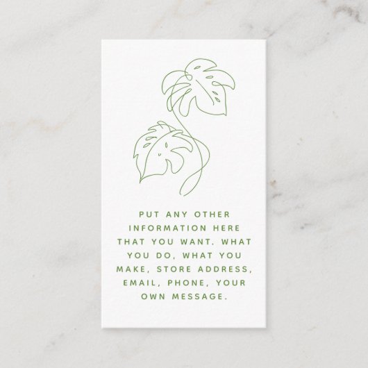 Groene en witte monsters social media bedankt informatiekaartje (Voorkant)