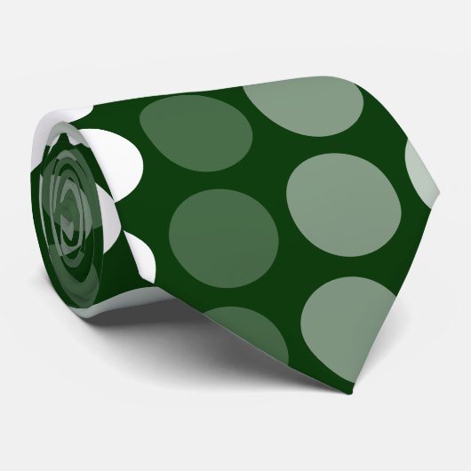 Groene en witte multi-poka dot stropdas (Opgerold)