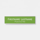 Groene en Witte Naam en Professionele Titel Deurbordje (Voorkant)