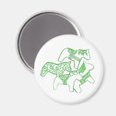 Groene en witte paardenmagneet magneet (Voorkant / Achterkant)
