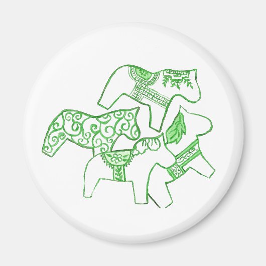 Groene en witte paardenmagneet magneet (Voorkant)