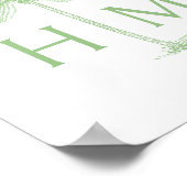 Groene en Witte Palm Palmetto Boom Monogram Poster (Hoek)