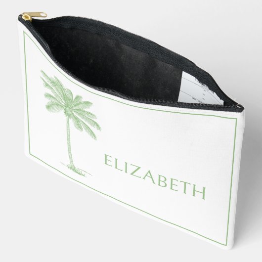 Groene en Witte Palm Palmetto Tree Gepersonaliseer Etui (Open)