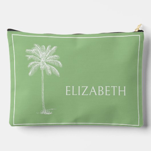 Groene en Witte Palm Palmetto Tree Gepersonaliseer Etui (Achterkant)