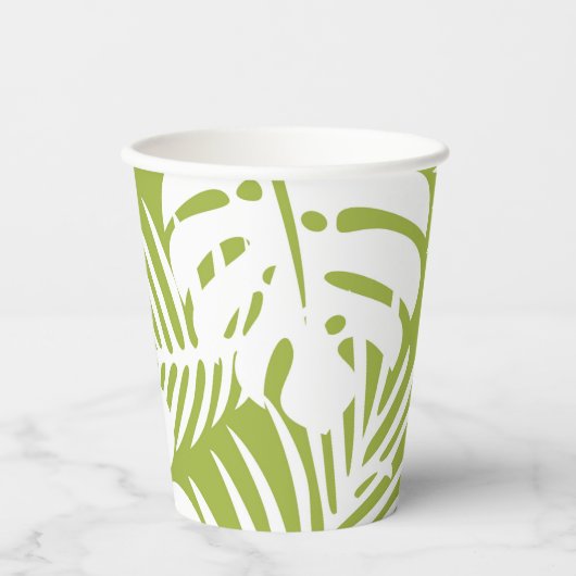 Groene en witte Palm Paper cup Papieren Bekers (Voorkant)