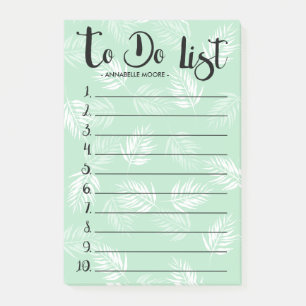 Groene en witte palmbladeren om te doen lijst post-it® notes