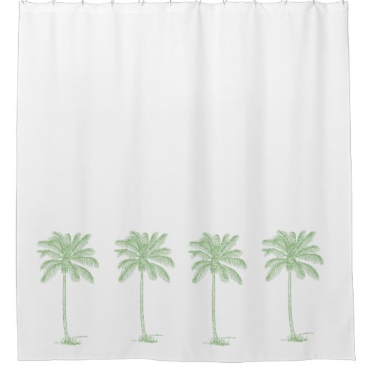 Groene en witte palmbomen douchegordijn (Voorkant)