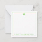 Groene en witte palmbomen en strepen notitiekaartje (Voorkant)