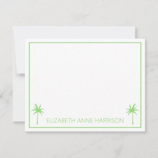 Groene en witte palmbomen en strepen notitiekaartje (Voorkant)
