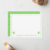 Groene en witte palmbomen en strepen notitiekaartje (Voorkant / Achterkant in situ)