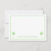 Groene en witte palmbomen en strepen notitiekaartje (Voorkant)