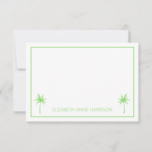 Groene en witte palmbomen en strepen notitiekaartje (Voorkant)