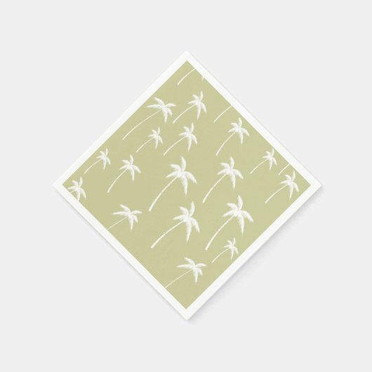 Groene en witte palmbomen servetten (Hoek)