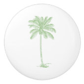 Groene en witte palmboom keramische knop (Voorkant)
