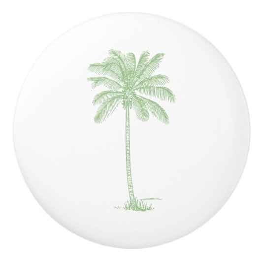 Groene en witte palmboom keramische knop (Voorkant)