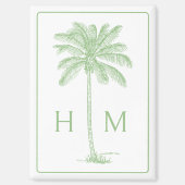 Groene en witte palmboom Monogram Magneet (Voorkant)