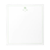 Groene en witte palmboom Monogram Notitieblok (Voorkant)