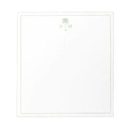 Groene en witte palmboom Monogram Notitieblok