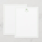 Groene en witte palmboom Monogram Notitiekaartje (Voorkant / Achterkant)