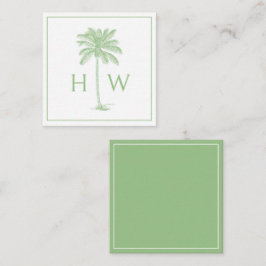 Groene en witte palmboom Monogram Notitiekaartje