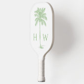 Groene en witte palmboom Monogram Pickleball Paddle (Links)