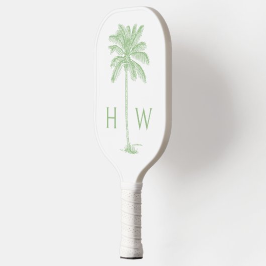 Groene en witte palmboom Monogram Pickleball Paddle (Links)