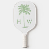 Groene en witte palmboom Monogram Pickleball Paddle (Voorkant)