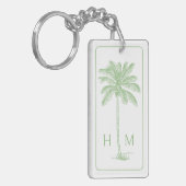 Groene en witte palmboom Monogram Sleutelhanger (Voorkant Links)
