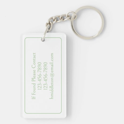 Groene en witte palmboom Monogram Sleutelhanger (achterkant)