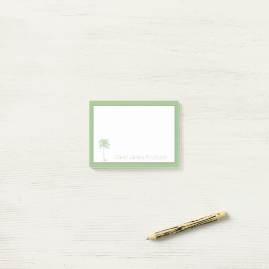 Groene en witte palmetto boom gepersonaliseerd post-it® notes (Op bureau)