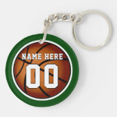 Groene en witte persoonlijke Basketball Gift Ideeë Sleutelhanger (Achterkant)