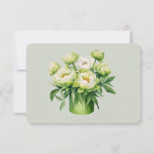 Groene en witte pioen bruiloft bedankkaart (Achterkant)