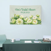 Groene en Witte Pioen Elegante Bruidsdouche Spandoek (Beurs)