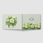 Groene en witte pioen elegante bruiloft gastenboek (Volledig)