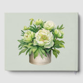 Groene en witte pioen elegante bruiloft gastenboek (Achterkant)