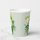 Groene en witte pioen elegante bruiloft papieren bekers (Rechts)