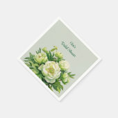 Groene en witte pioen elegante bruiloft servet (Hoek)