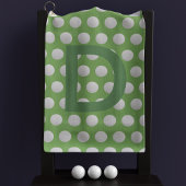 Groene en witte poka Dot Monogram Golf Towel Golfhanddoek