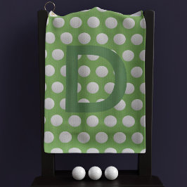 Groene en witte poka Dot Monogram Golf Towel Golfhanddoek