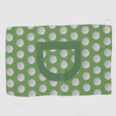 Groene en witte poka Dot Monogram Golf Towel Golfhanddoek (Horizontaal)