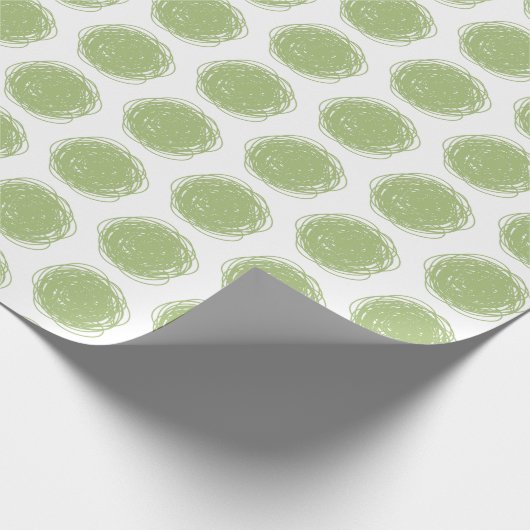 Groene en witte poka Dot Scribbles Cadeaupapier (Hoek)