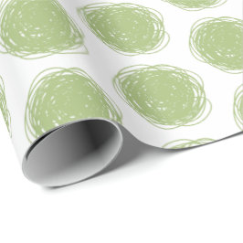 Groene en witte poka Dot Scribbles Cadeaupapier