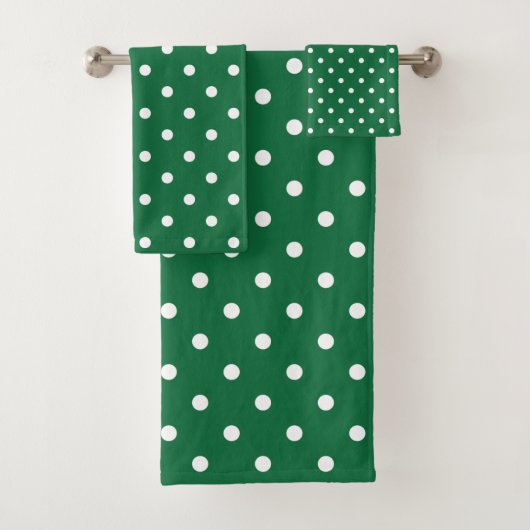 Groene en Witte poka Dots Bad Handdoek (Insitu)