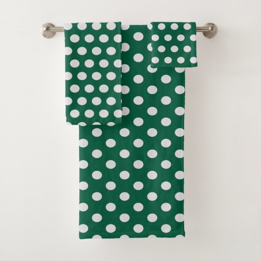 Groene en Witte poka Dots Bad Handdoek (Insitu)